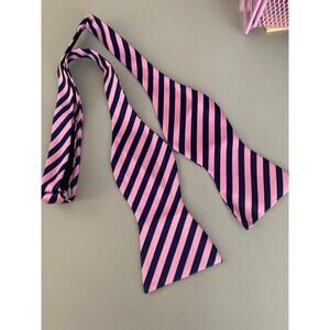 Izod Bow Tie Pink Blue Striped 100% Silk